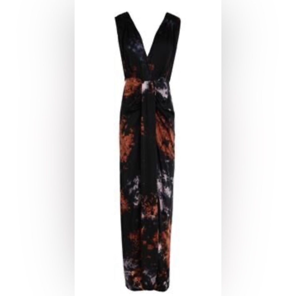 Black and Orange Tie-Dye Maxi Dress